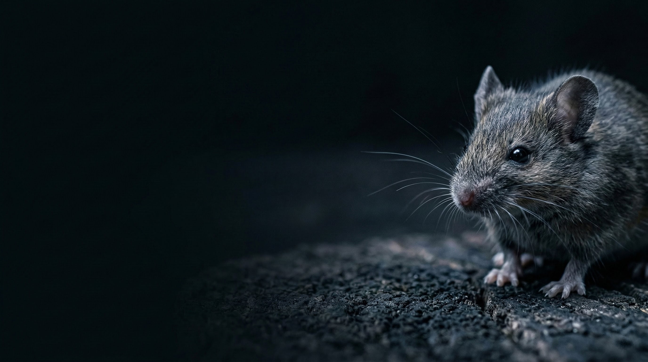 Souris brun d\'égout de profil