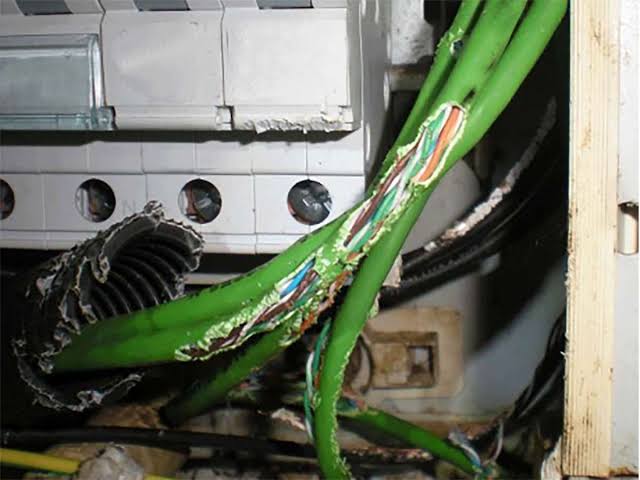 Câbles électriques rongés par un rat